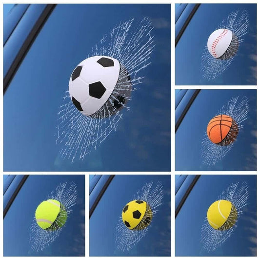3D Broken Glass Football Car Sticker